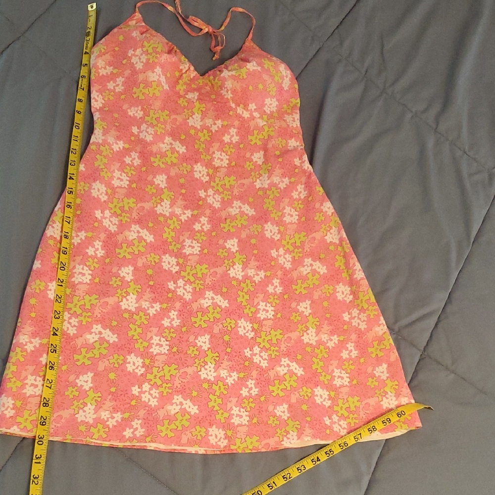 Lilly Pulitzer Mini Floral Halter Dress in Pink and Green Sz 4
